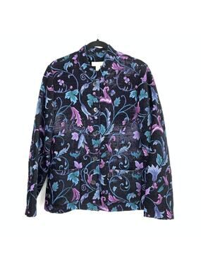 Vintage 90s Appleseeds Tapestry Blazer Jacket Womens Size Medium Floral Print